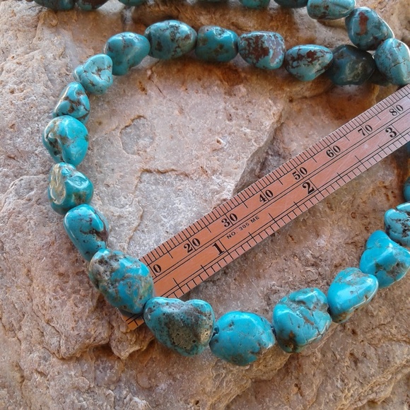 Genuine TURQUOISE nugget NECKLACE - Picture 3 of 6